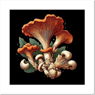 Chanterelle mushrooms AI Posters and Art